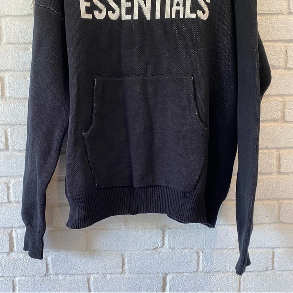 NEW Essentials Fear of God Black Knit Pullover Hoodie Sweatshirt Mens Size Small - Picture 3 of 9